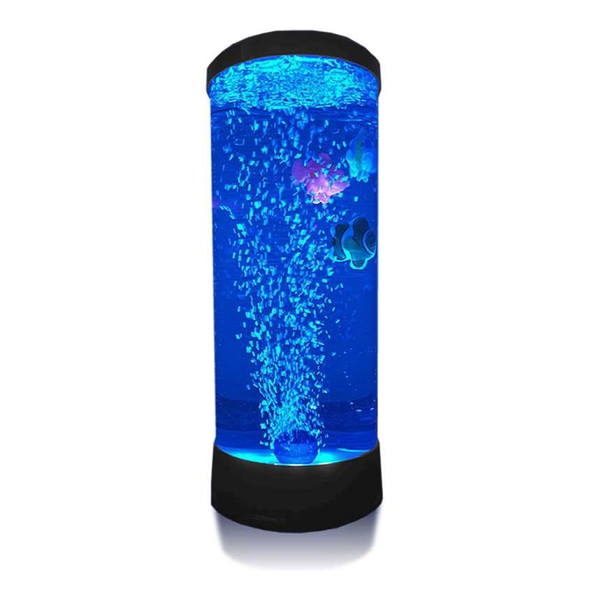 バブル搭載 LED アクアリウム 魚 3匹 インテリア 卓上 ミニクラゲ