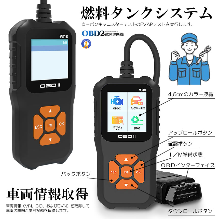 5個セット OBD2 故障診断機 車 日本語対応 スキャンツール 有線 自動車診断機 obd2 マルチメーター CARSHINDAN |  | 06