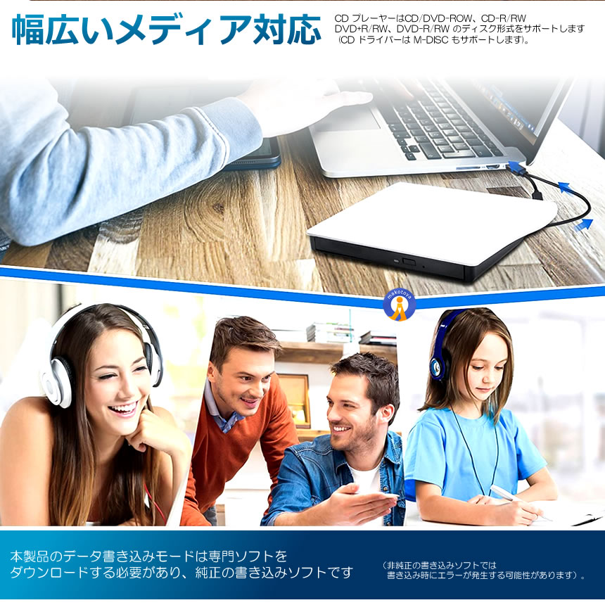 5個セット 外付けDVDドライブ 高速処理 8X DVD& 24XCD 光学ドライブ 読取 書込可 バスパワー PCDRIVE_9