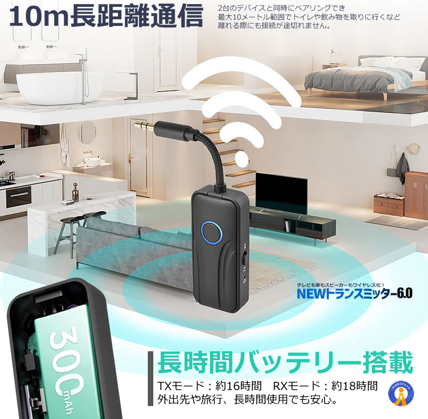 Bluetooth6.0 送受信機 トランスミッター レシーバー BT200 Bluetooth