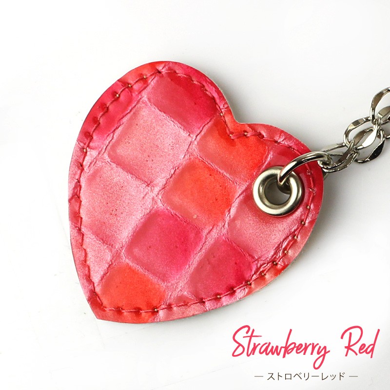 スマホ 本革 ストラップ チェーン ステンドグラスレザー ハート型