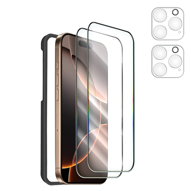 iPhone ガラスフィルム 5点セット ガイド枠付き 超光沢 フィルム