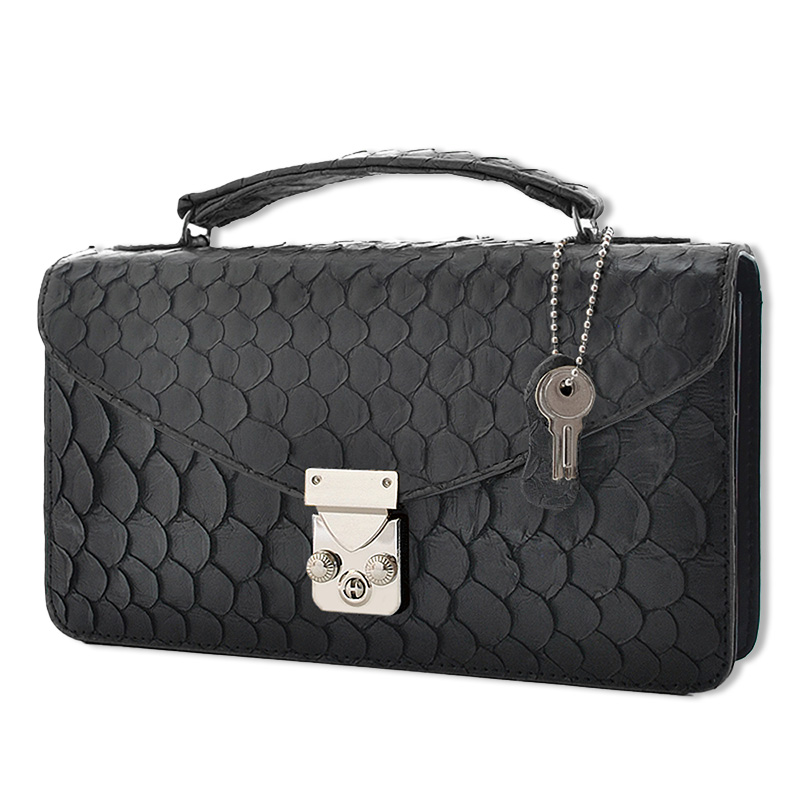 パイソンレザー 金運 セカンドバッグ メンズ 錦蛇革 バッグ クラッチ