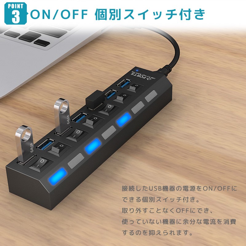 Type-C USB変換ハブ アダプタ タイプC 7ポート ハブ Macbook USB-C