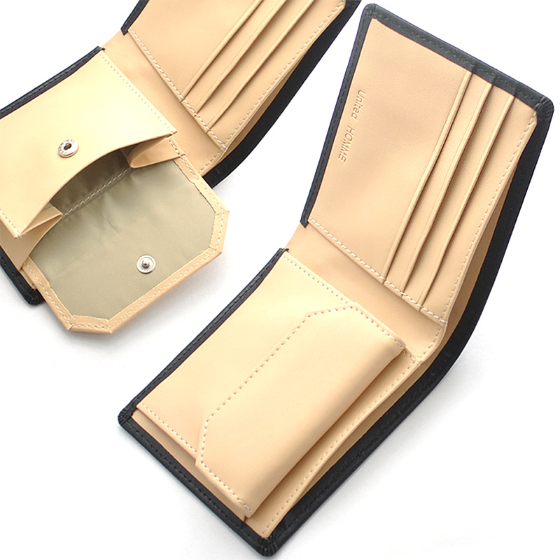 レザー 財布 メンズ 二つ折り財布 革 小銭入れ 短財布 ブラック コイン