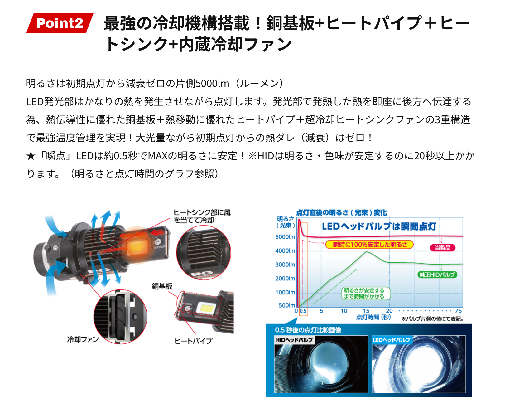 RACING GEAR RG RGH-P913 純正HID交換用LEDヘッドバルブ D2R