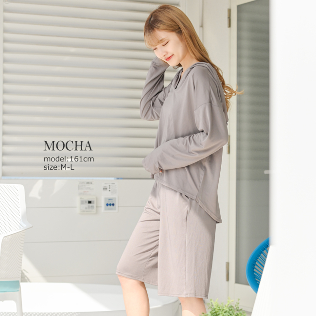 ラッシュガード 上下セット バミューダパンツ レディース パーカー 薄手 紫外線カット 日焼け防止 UVカット 海水浴 | ブランド登録なし | 02