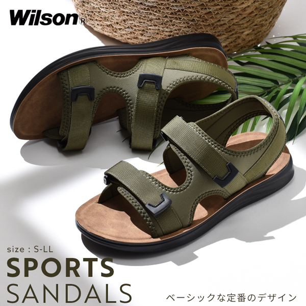 スポーツサンダル メンズ 黒 サンダル 外履き ベルト ブラック カーキ おしゃれ wilson 3650 | Wilson | 02
