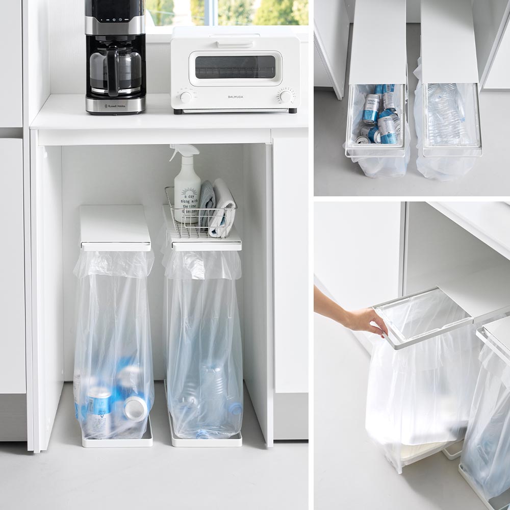 山崎実業 tower 引き出す分別ゴミ袋ホルダー タワー スリム 45L ごみ袋ホルダー ゴミ袋スタンド 分別 ホワイト ブラック 10264 10265 | tower | 04