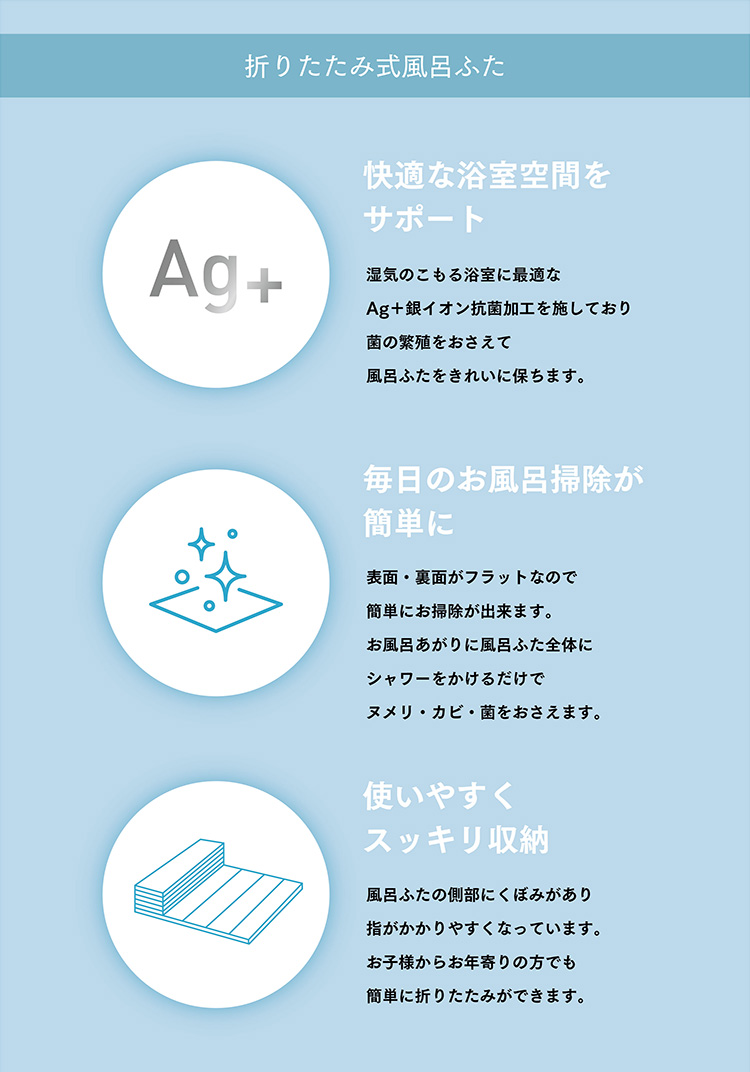 風呂蓋 Ag抗菌折りたたみ風呂ふたW-16 サイズ800mm×1620mm 浴室用品 お