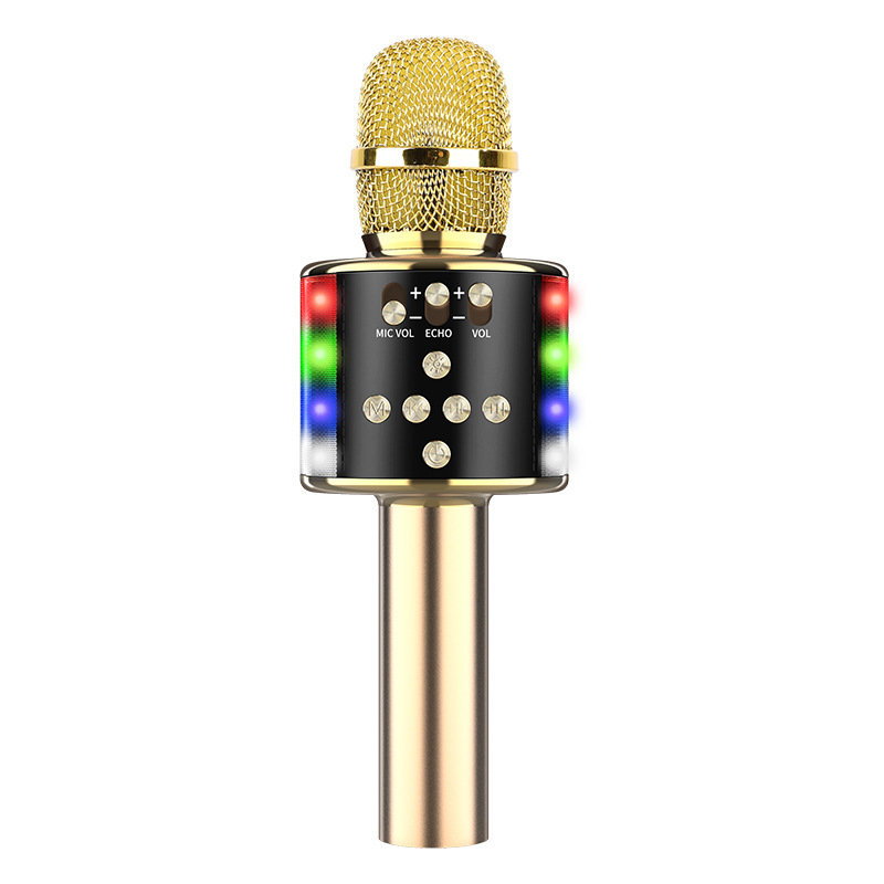 カラオケ マイク Bluetooth 家庭用 カラオケセット カラオケマイク 超高音質 ワイヤレスマイク LEDライト付き android  iPhone対応 録音機能 音楽再生 MKFD168-BK