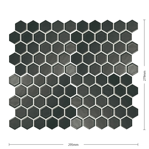 アートモザイクタイル(ケース) セリエネロ Serie Nero 22×19六角形紙