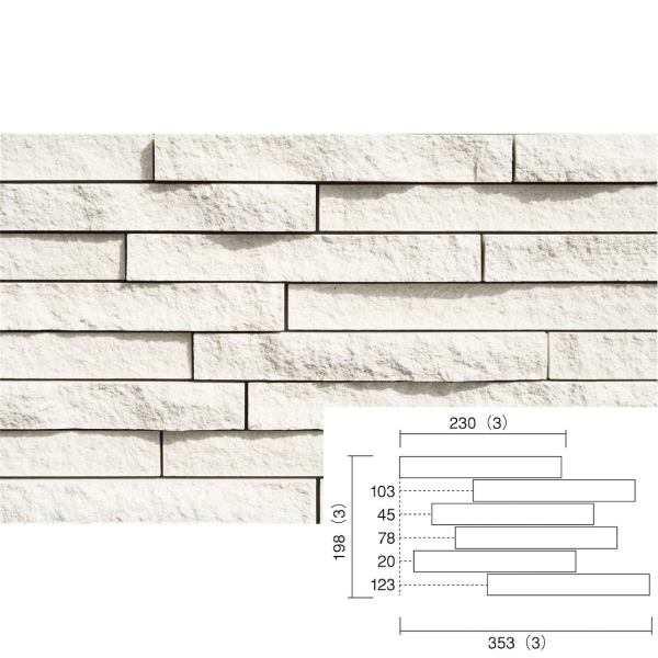 外装壁タイル(ケース) クリフストン Cliff Stone 227×30ボーダー裏面