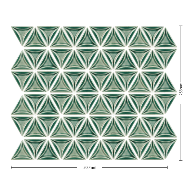 アートモザイクタイル(ケース) クロザネイ Cloisonne 43×38三角形特殊 