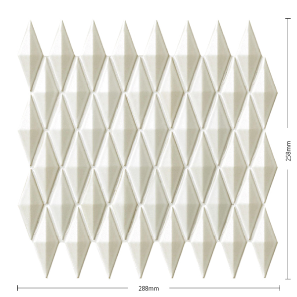 アートモザイクタイル(ケース) ピラミス Pyramis 83X30菱形特殊面状裏ネット貼り 20シート入 PYR-1 / 名古屋モザイク