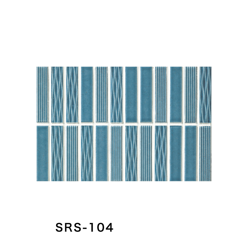 瑠璃色の胎に白・青のアイ多数のモザイク貼り付大玉、ジャワ出土、5C-9C制作とは 名古屋モザイク / 清流彩 SEIRYUSAI 100×25ボーダー 3面状ミックス [紙