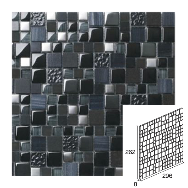 内装用壁タイル(ケース) ヴィスタグラス 15x15・23x23MIXネット張り 11