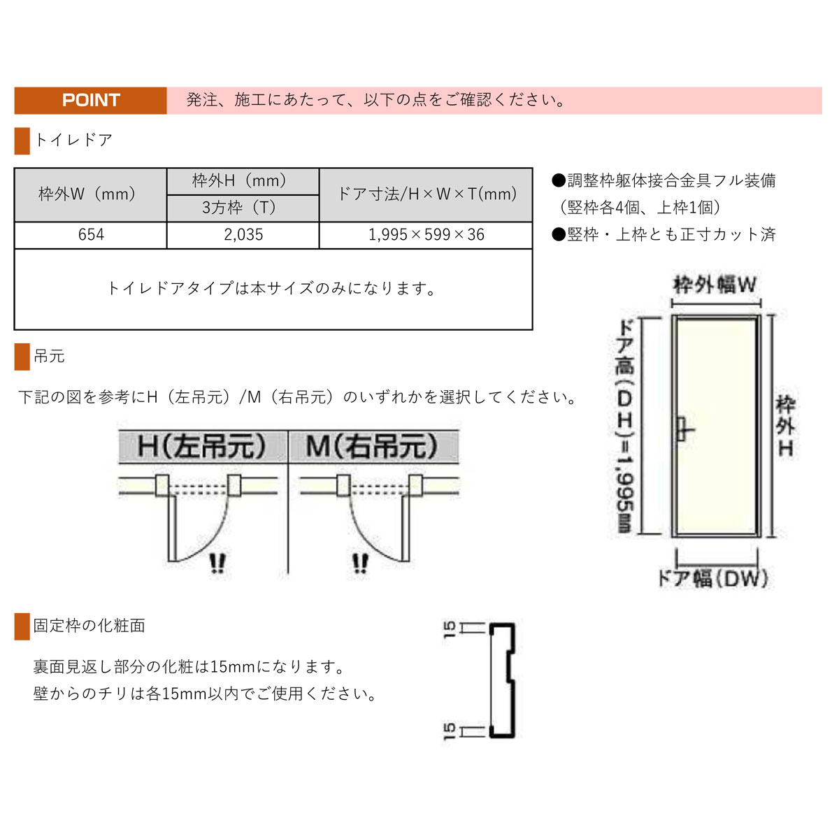 片開きトイレドア WOODONE ドレタス 「B-XK」 リフォーム 建具 交換