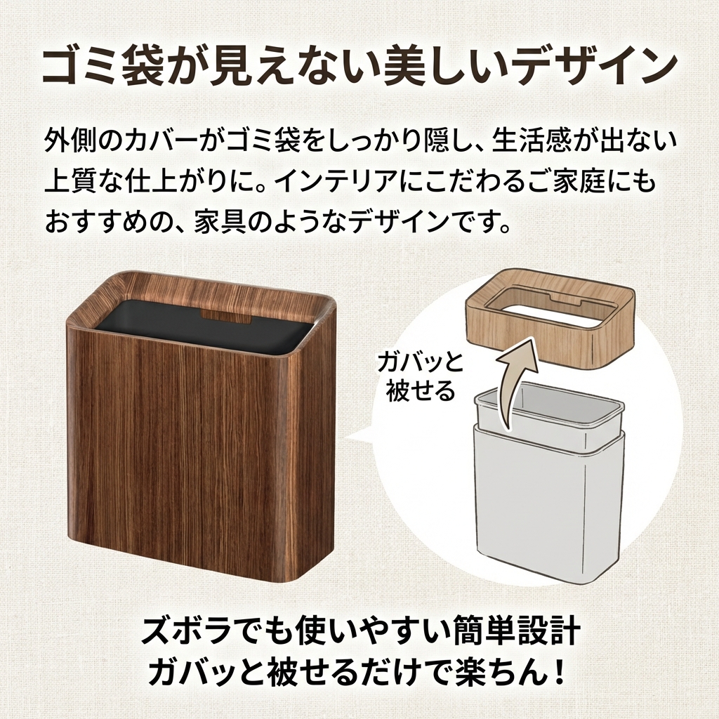 ゴミ箱 おしゃれ 20L イデアコ ごみ袋が見えない 北欧 チューブラー