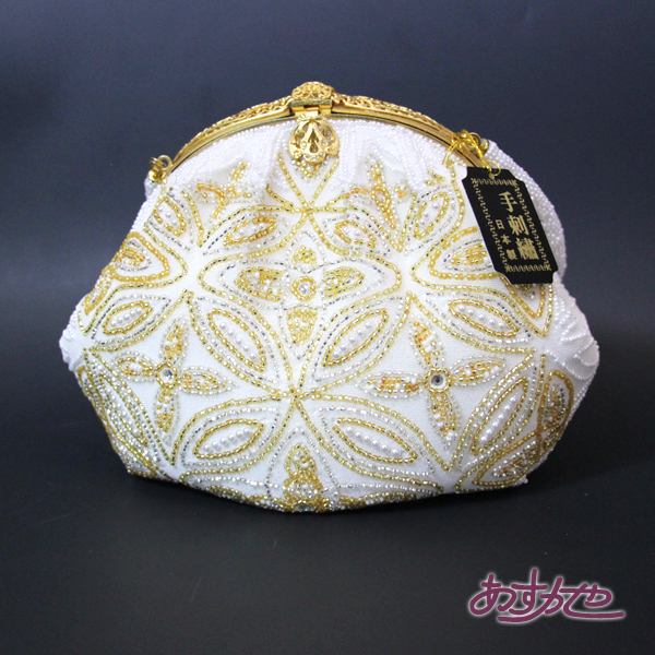 振袖に 手刺繍 日本製 ビーズバッグ 和洋両用タイプ [商品番号bag1575