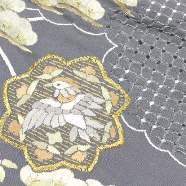 お仕立て付き】着物 帯 精緻縫い 祈繍工芸 汕頭刺繍 蘇州刺繍