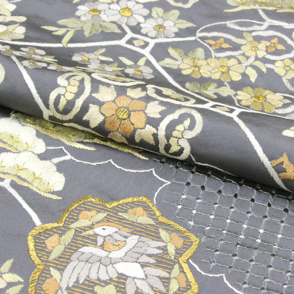 お仕立て付き】着物 帯 精緻縫い 祈繍工芸 汕頭刺繍 蘇州刺繍