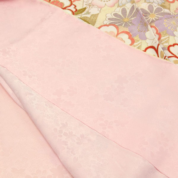 着物 振袖 型染め京友禅 金彩加工 蘇州刺繍 ラメ刺繍 桜地紋綸子地 未