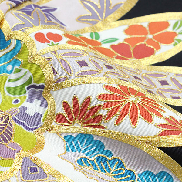 着物 振袖 金駒刺繍 手加工 丹後ちりめん地 葉に吉祥模様 フォーマル用