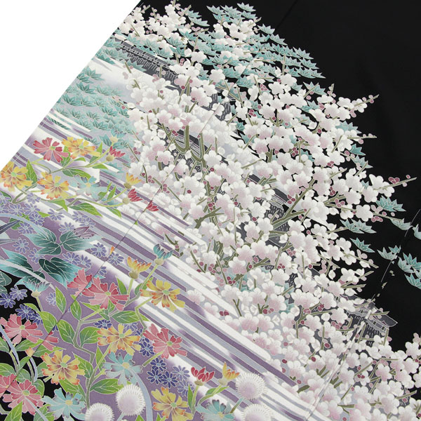 お仕立て付き】着物 本加賀友禅 伝統工芸品 黒留袖 杉浦伸 作 霞風景 