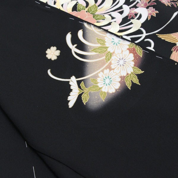 お仕立て付き】着物 京友禅 黒留袖 金駒刺繍 金彩金駒刺繍加工