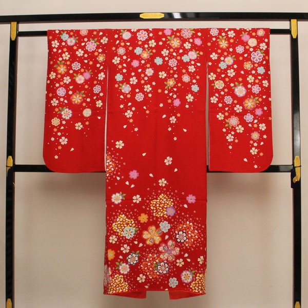 七五三 着物 新品 正絹 7歳用 販売 お正月 ひな祭り 赤 あすかや [商品