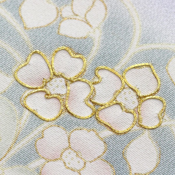 十日町 名門 吉澤の友禅 濱ちりめん 付下げ 金彩金駒刺繍「横断模様に