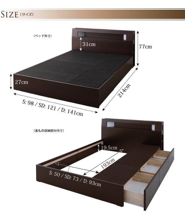 ベッド モダンライトコンセント収... : 寝具・ベッド・マットレス ダブル 新作高品質