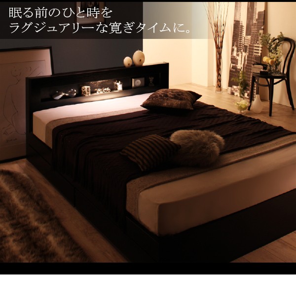 ベッド LEDライトコンセント... : 寝具・ベッド・マットレス シングル 定番超特価
