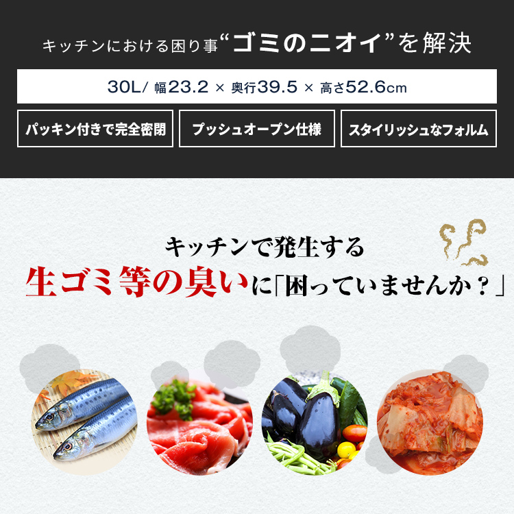 ゴミ箱 おしゃれ キッチン 臭わない 密閉 プッシュ スリム 30リットル アスベル 分別 30L 30l 大容量 蓋付き 資源ゴミ ごみ箱 関連画像3
