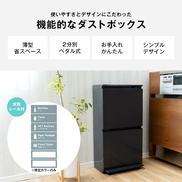 ゴミ箱 おしゃれ キッチン 分別 【限定カラー】 2段 ワイド 40リットル