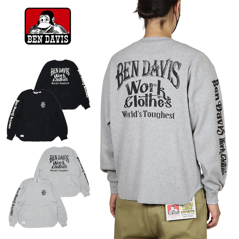 ベンデイビス ロンT BEN DAVIS Tシャツ 長袖 アメカジ トップス サーマル メンズ レディース ブランド 大きいサイズ 黒 バックプリント | BEN DAVIS | 02