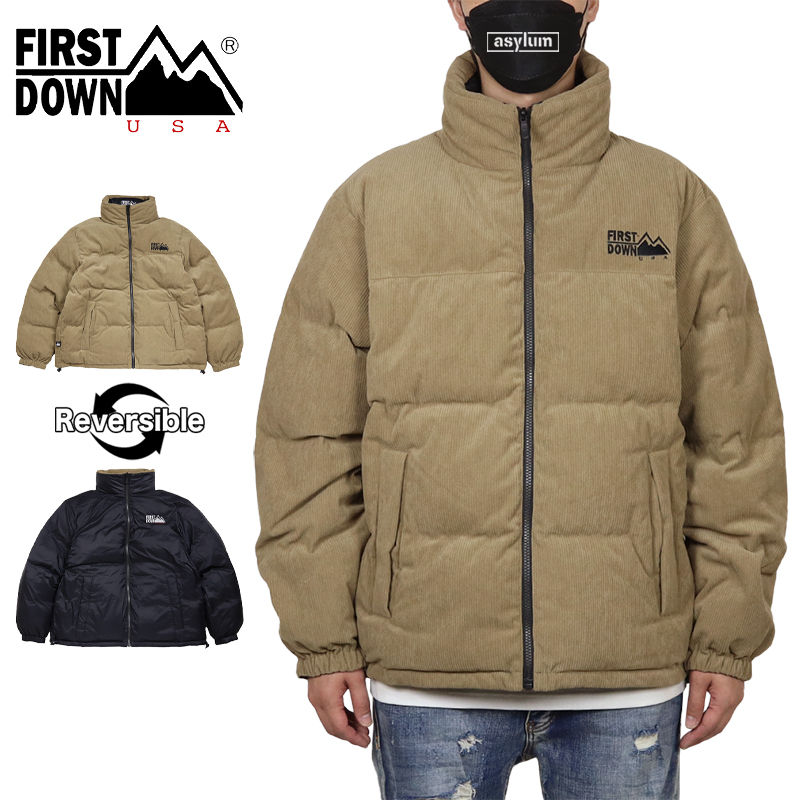 【美品】ファーストダウン Lサイズ FIRSTDOWNダウンジャケット USA FIRST DOWN USA (ファーストダウンユーエスエー) ラムレザー 胸ロゴ