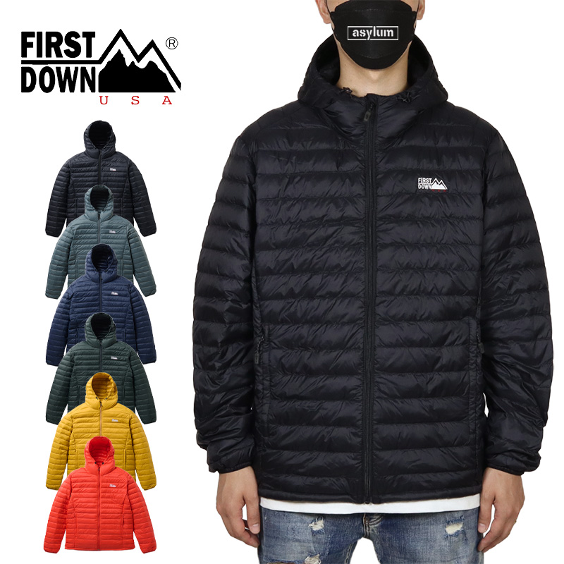 ファーストダウン ダウンジャケット FIRST DOWN アウター フード付き メンズ レディース アウトドア ブランド 大きいサイズ 黒 | FIRST DOWN | 01