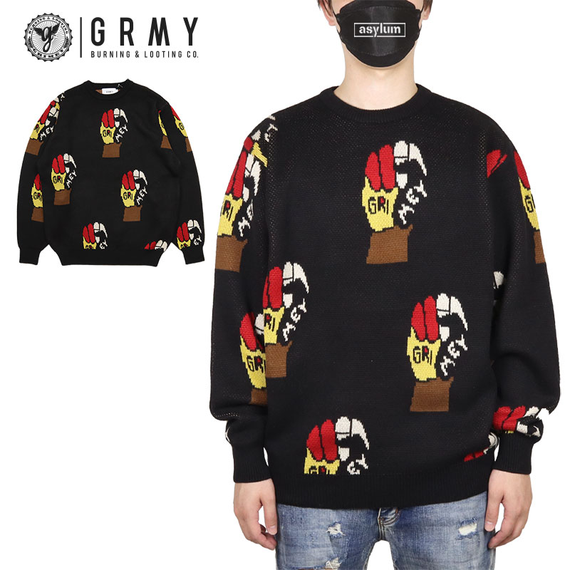 GW P5倍 グライミー セーター GRIMEY ニット メンズ レディース ブランド 大きいサイズ おしゃれ 人気 黒 24aw004 ブラック M L XL_1