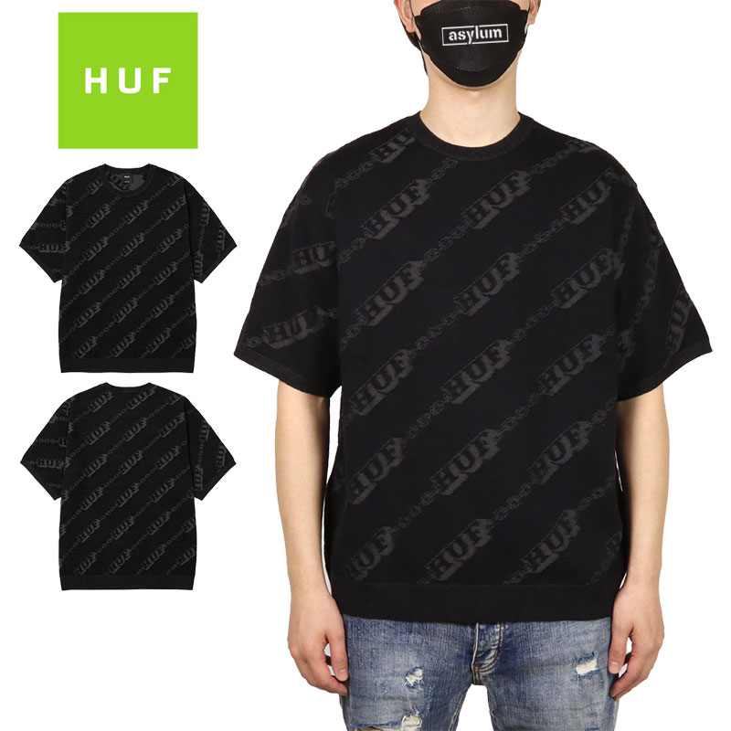 新品タグ付き HUF ハフ 半袖ニット ポロシャツ 黒 XXL 3L大きいサイズ HUF（ハフ） HUF Tシャツ 半袖 ニット セーター メンズ レディース