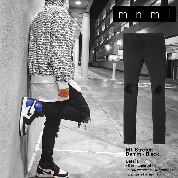 割引価格 デニム ミニマル mnml ジーンズ クラッシュ スリムフィット パンツ