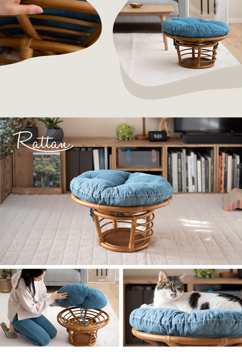 EMOOR（エムール） キャットベッド 猫用 ベッド ラタン 籐 軽量 丈夫