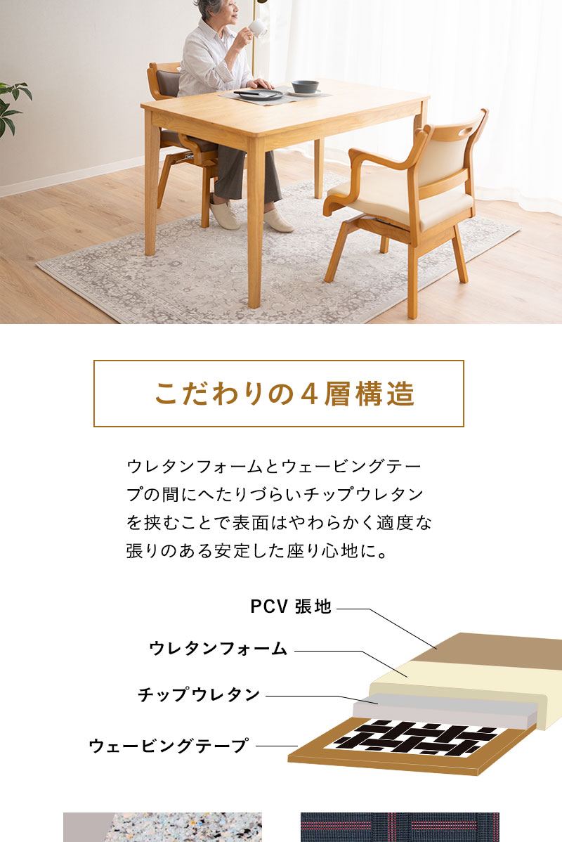 回転チェア 回転高座椅子 ロック 安全ストッパー 防汚 立ち座り サポート 体圧分散 チェア ソファ 一人用 疲れにくい 腰痛対策 介護 施設 ホーム