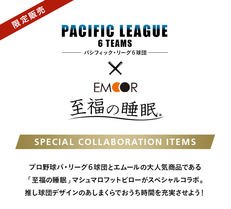 至福の睡眠 フットピロー 足枕 プロ野球 パ・リーグ 6球団 コラボ 限定販売 グッズ カバー付き 日本製 ビーズ マシュマロ しっとり