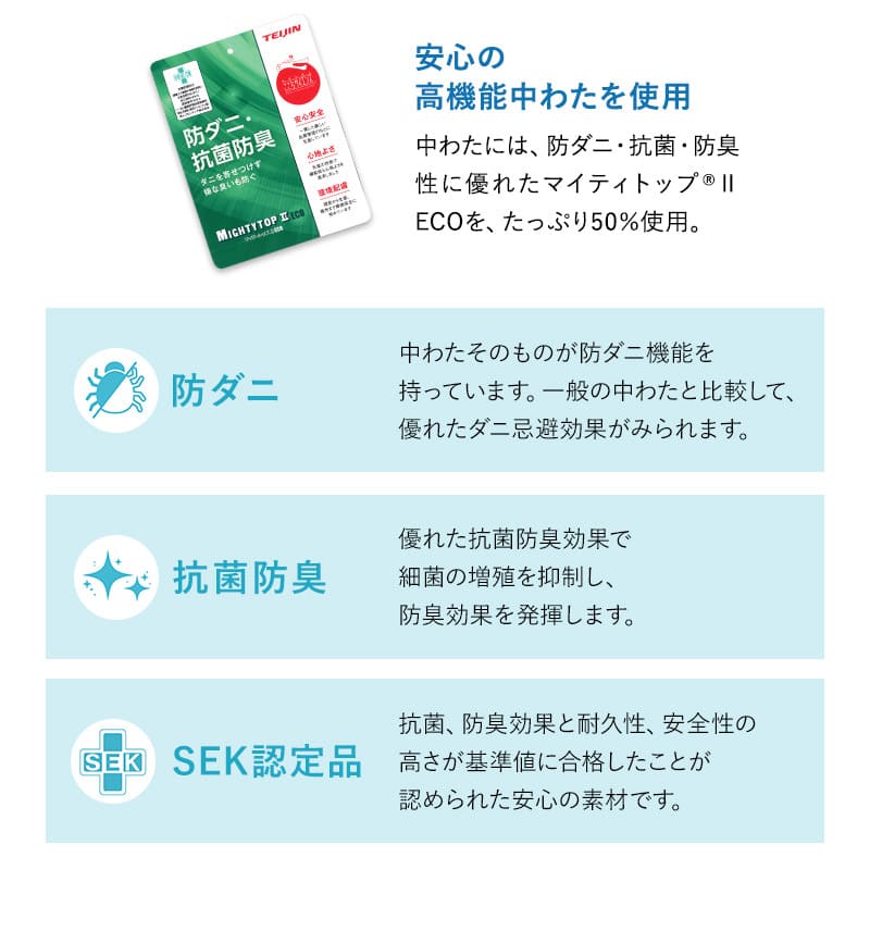 ベッドパッド コンパクト布団・マットレス専用 日本製 抗菌 防臭 防ダニ 高機能 ズレにくい ごろ寝