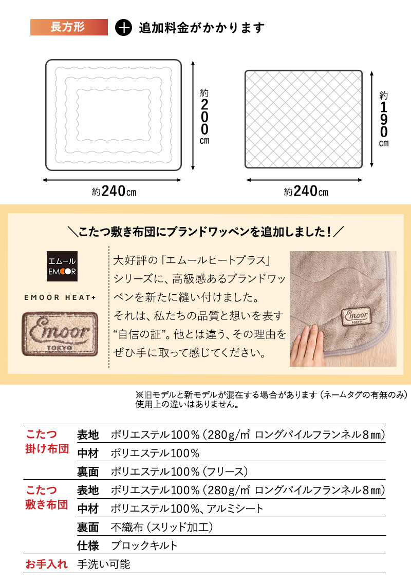 こたつ掛敷セット こたつ布団 ラグ 2点セット 正方形 長方形 円形 極暖 +4℃ 吸湿発熱 ヒートプラス