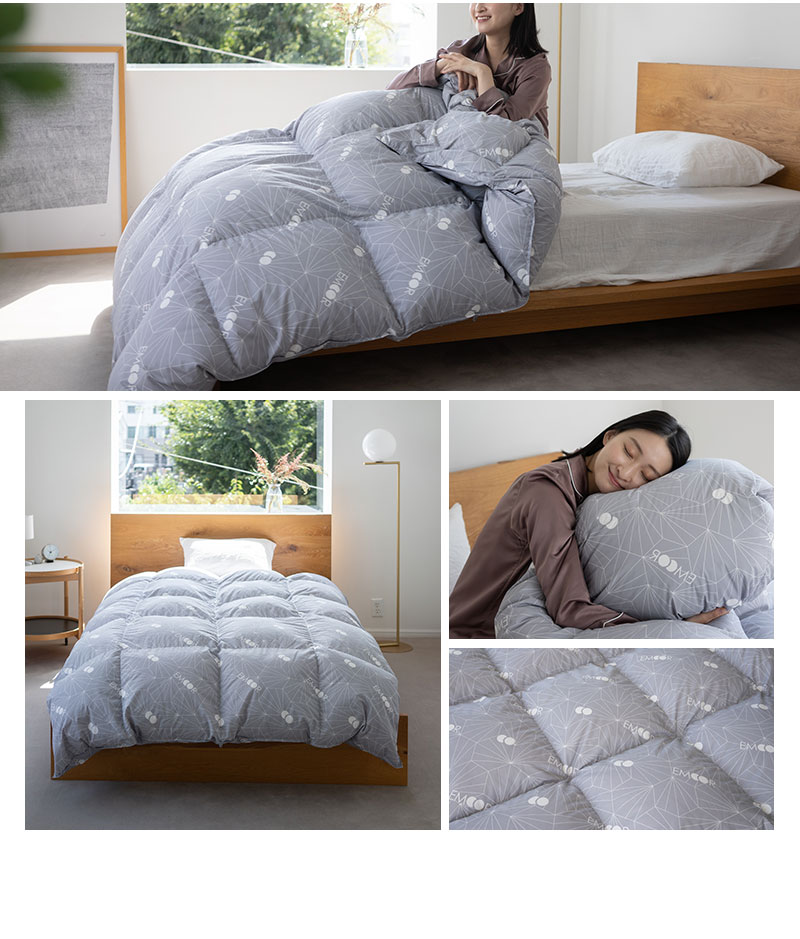 EMOOR 日本製 羽毛布団 セミダブル ロイヤルゴールドラベル 非圧縮