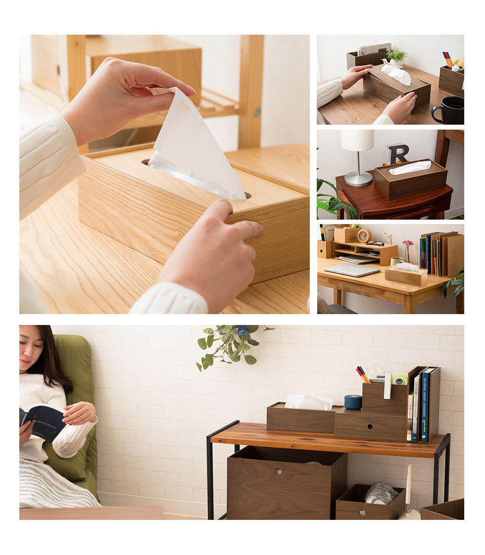 美品　ELEMOODティシュケース EMOOR ティッシュボックス ティッシュ箱 ティッシュケース 木製