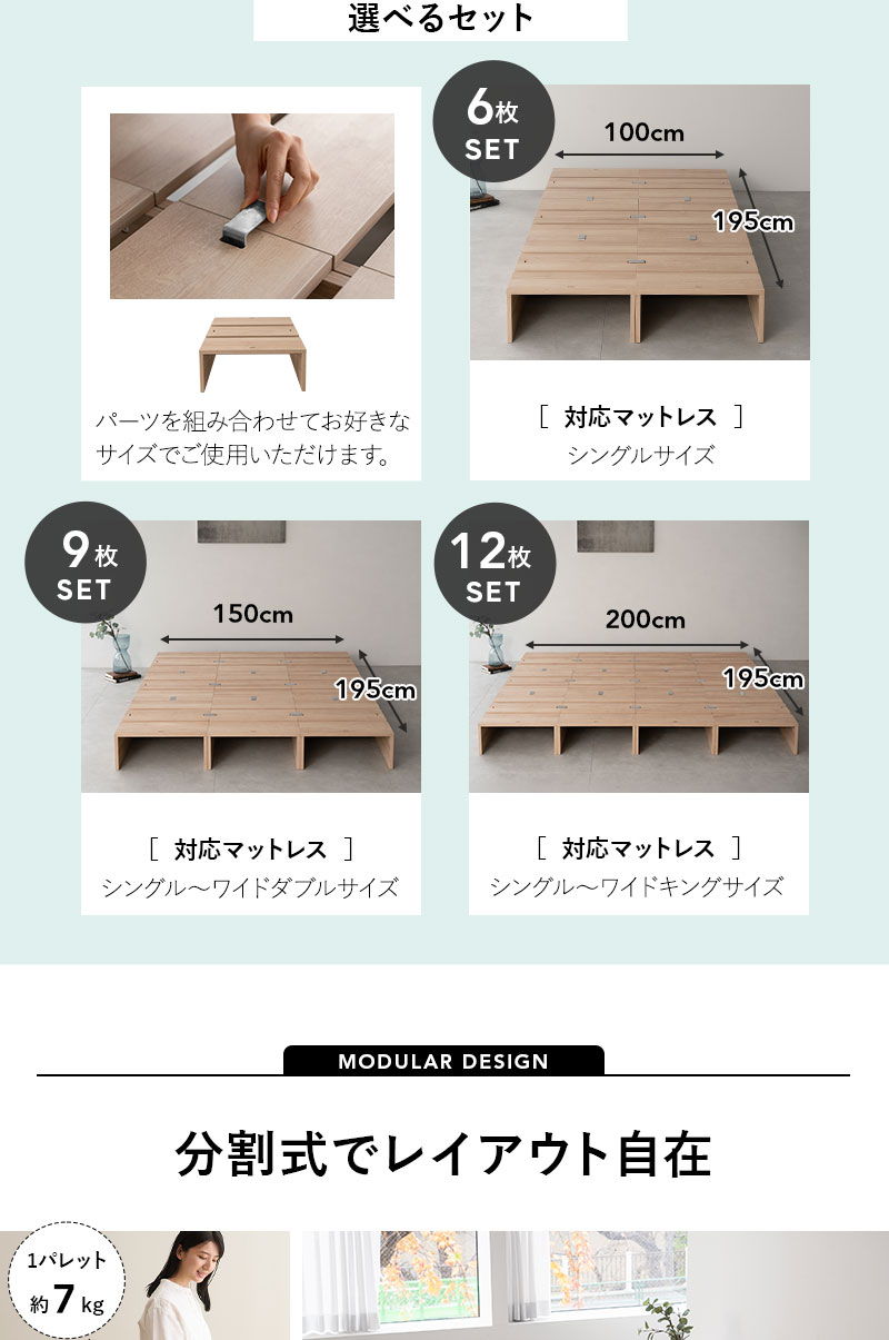 ステージベッド 幅50cm 6枚 9枚 12枚 分割式 連結パーツ付き MODUE